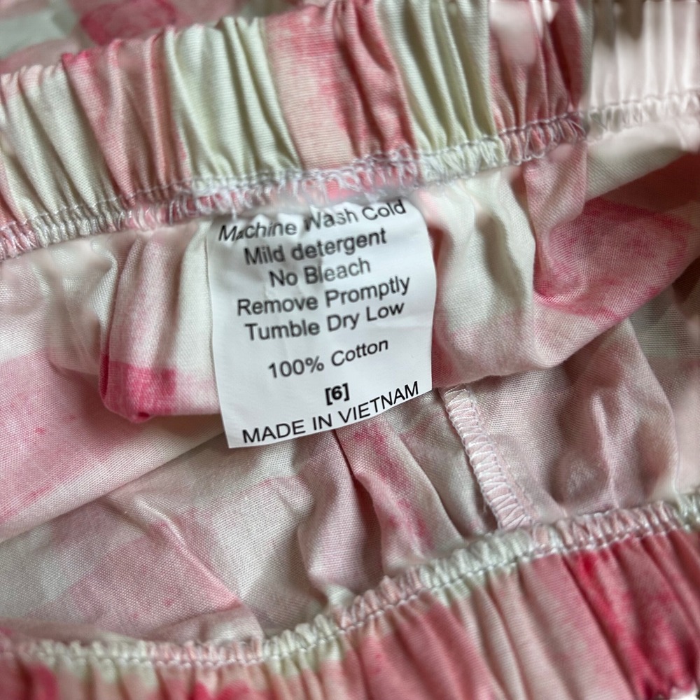 Girls Pink Gingham Plaid Cotton Shorts Lace Trim Size 6 New - Picture 3 of 3